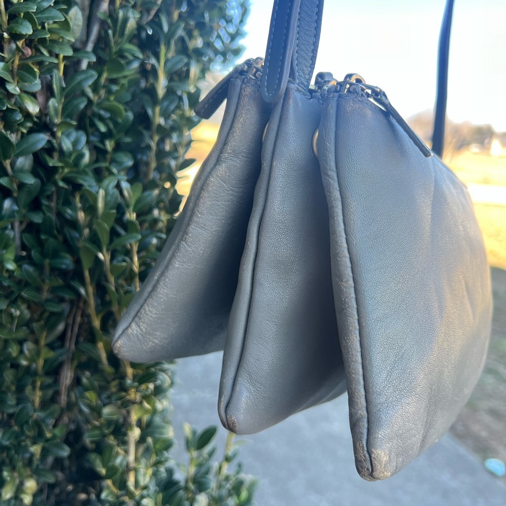 Celine Trio Gray Lambskin Leather Crossbody Bag - Picture 4 of 12